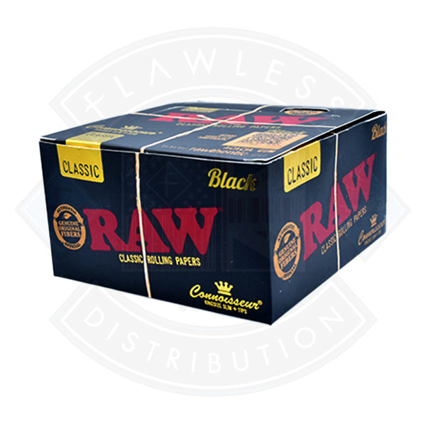 RAW Classic Connoisseur King Size Slim Rolling Papers & Tips (24 per box)