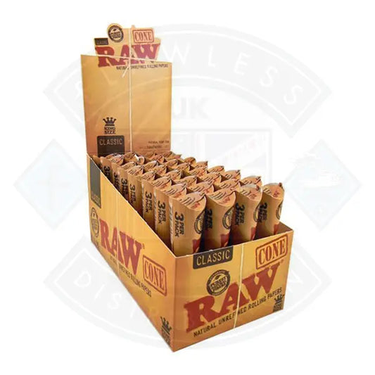 RAW King Size Cone 3 - Cones Per Pack - 32 Packs Per Box